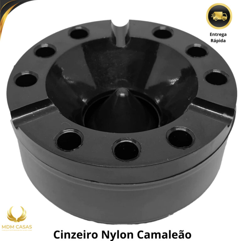 Cinzeiro de Mesa Nylon Preto Camaleão com Reserva