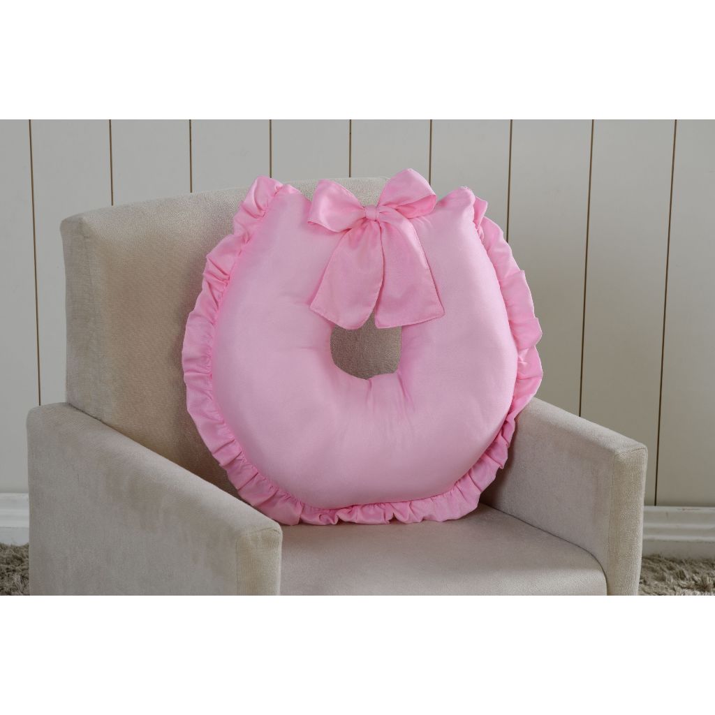 Capa para Almofada de Amamentar Bebes com Ziper Babado e laços – Somente Capa-