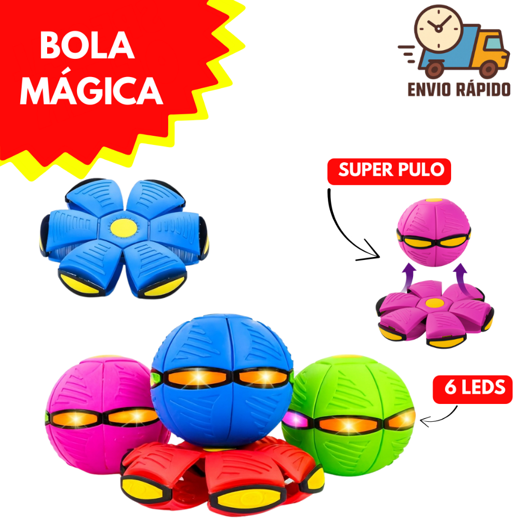 Bola Magica Voadora Disco Com Led Bumerangue Transforma Em Disco Voador