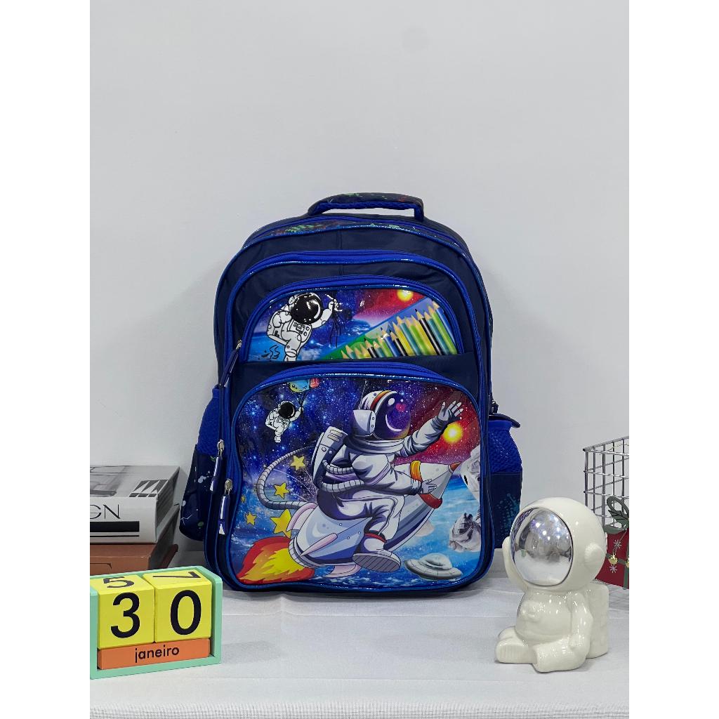 Mochila Escolar Estampado Liso Infantil Bolsa Menino Médio 5 a 8 anos