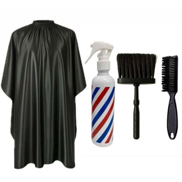 Kit Barbeiro Capa Para Corte Espanador Borrifador 