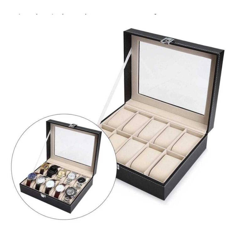 Porta Relógio Estojo Organizador Luxo 12 Divisór