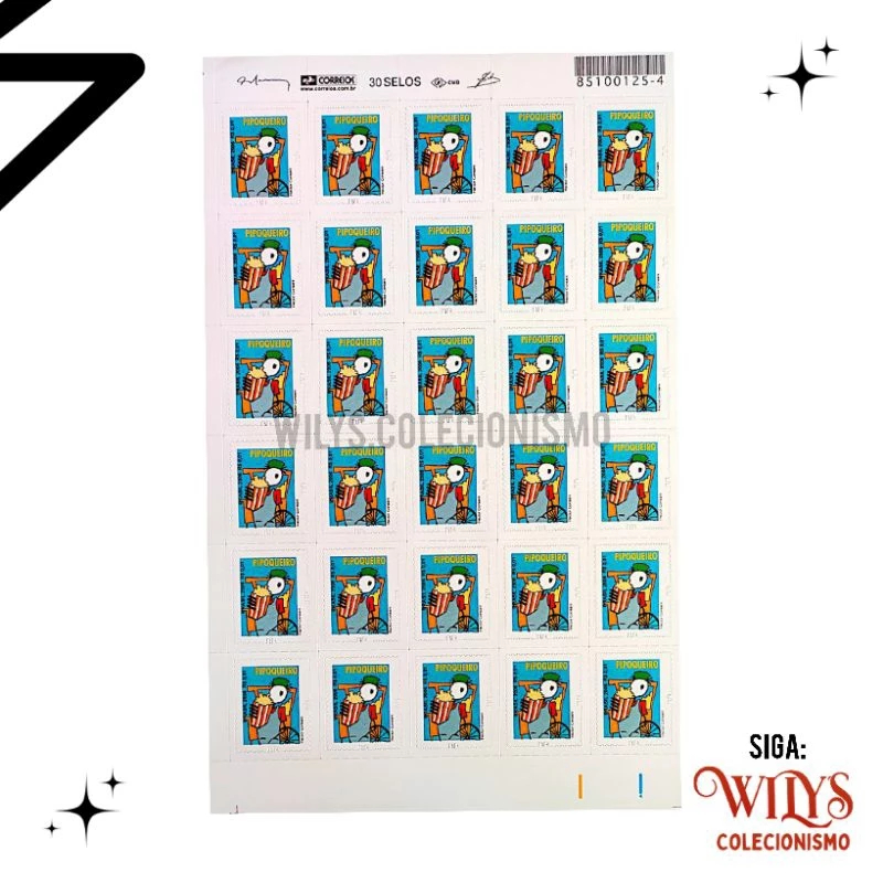 Folha de Selos Pipoqueiro – 30 Selos – Selo Carta – 2011