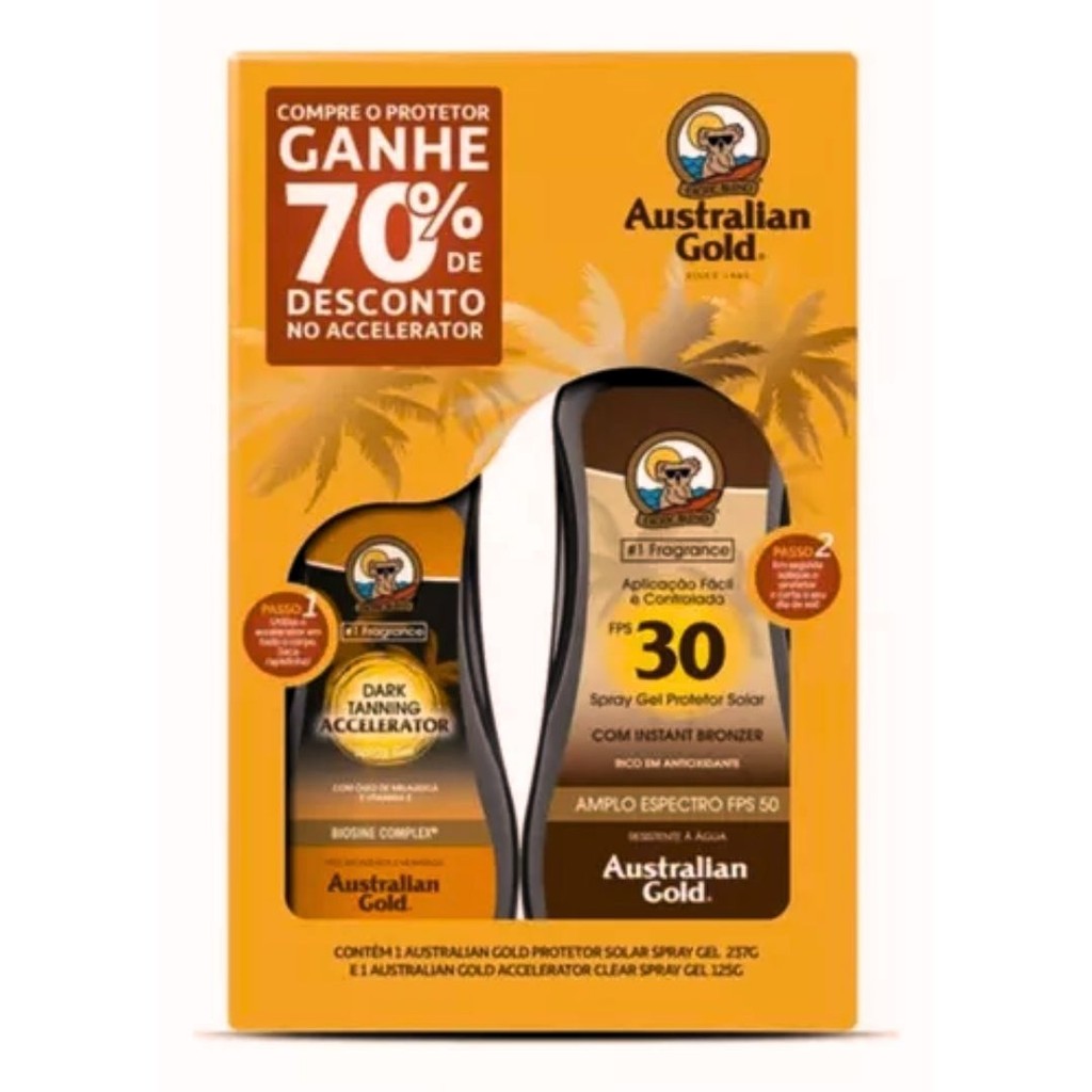 Kit Australian Gold Ptotetor Solar FPS30 + Acelerador Spray