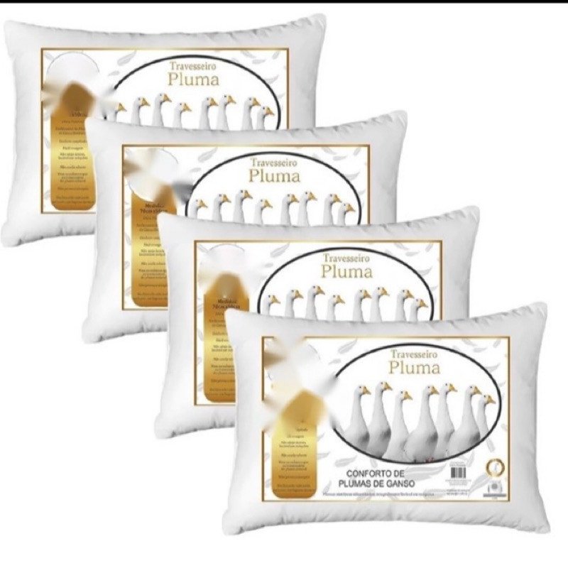 Kit 1, 2, 4 Travesseiros de plumas de ganso sintético 50×70 Promoção antialérgico