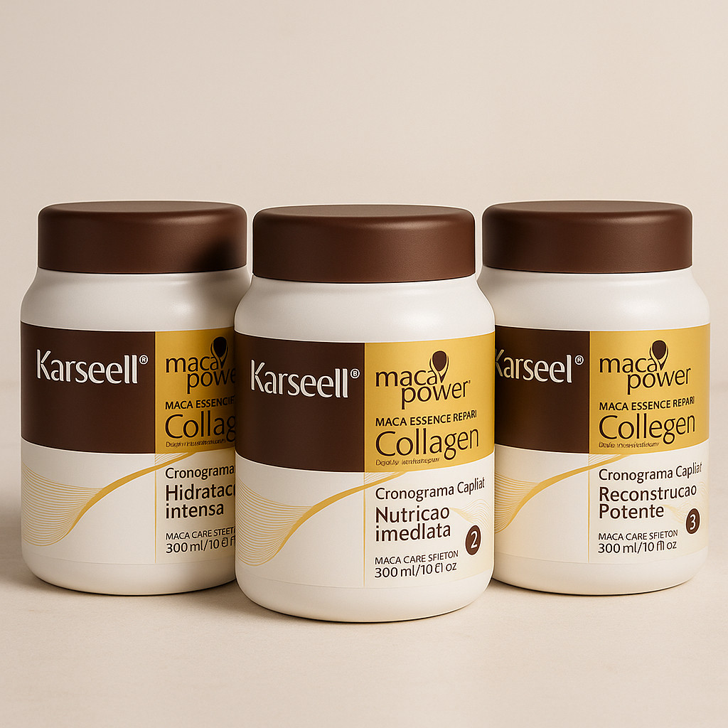 Kit Cronograma Capilar Completo Karseell  3 Máscaras (Hidratação, Nutrição e Reconstrução)