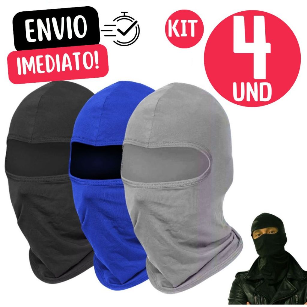 Kit De 4 Touca Ninja Balaclava Motoqueiros Militar Tatica Frio Máscara Moto proteção solar raios UV