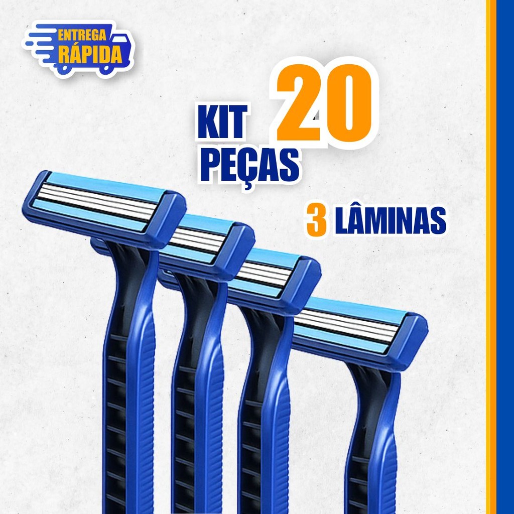 20 Peças Prestobarba Aparelhos de Barbear 3 Lâminas Com Fita Lubrificante Descartáveis