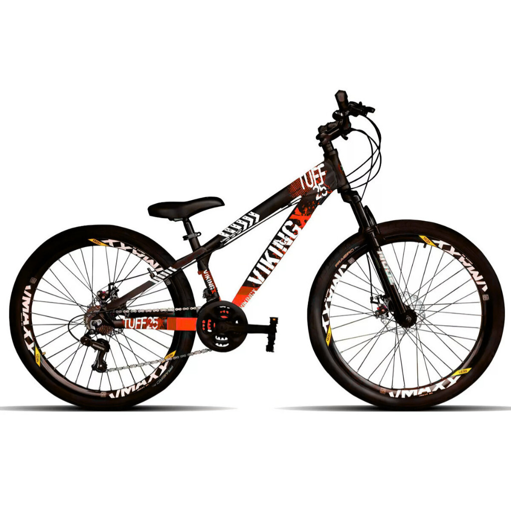 Mountain Bike Vikingx Tuff25 Aro 26 Quadro 13 21v Freios De Disco Mecânico Cor Roxo/laranja