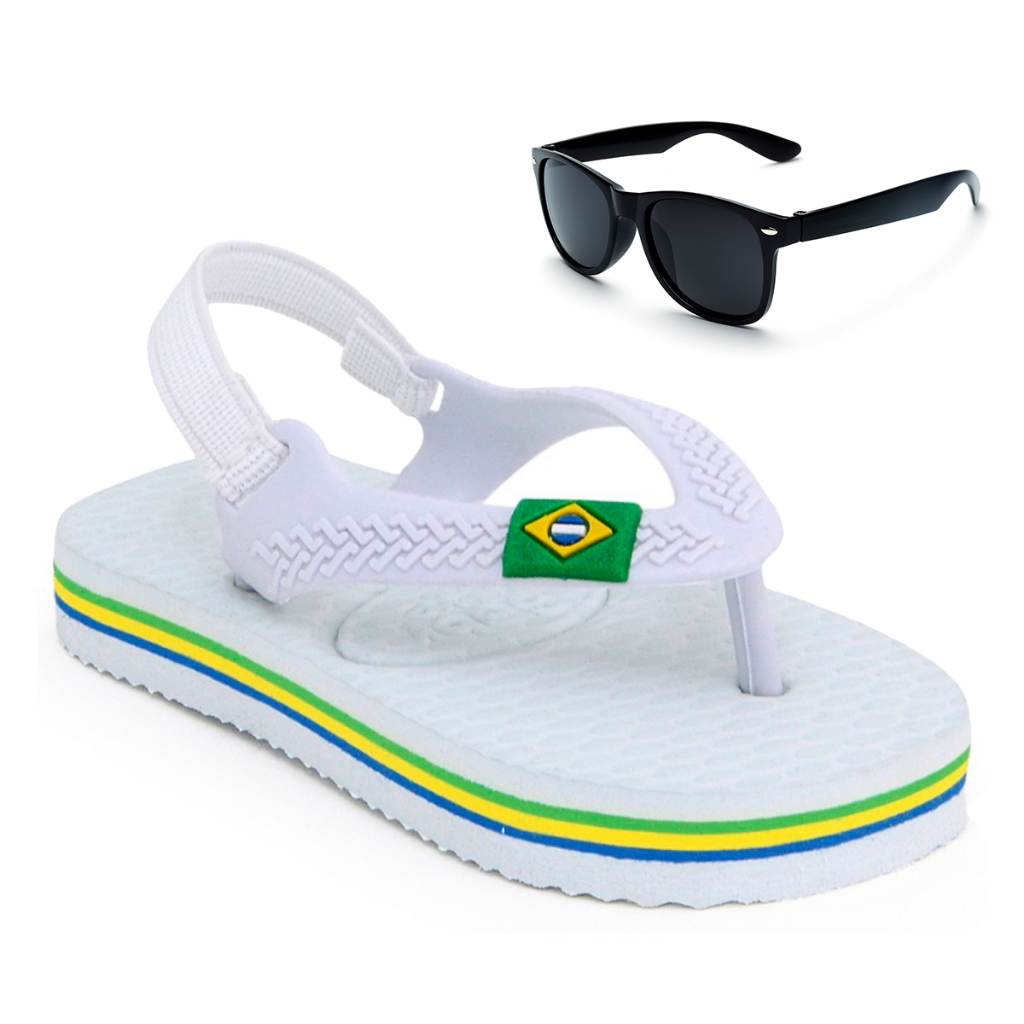 Kit Chinelo Infantil Bebê Menino Com Elástico + Óculos Infantil