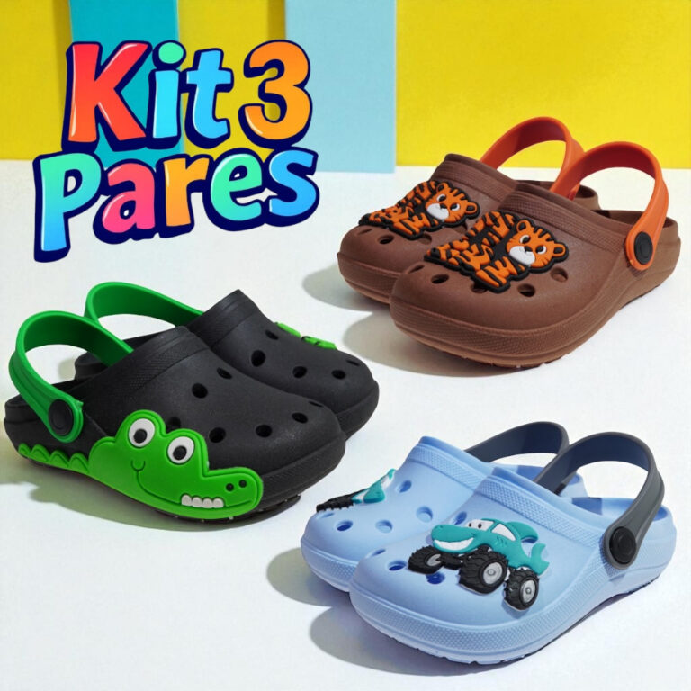 KIT 3 PARES DE SANDALIA BABUCHE INFANTIL PARA MENI