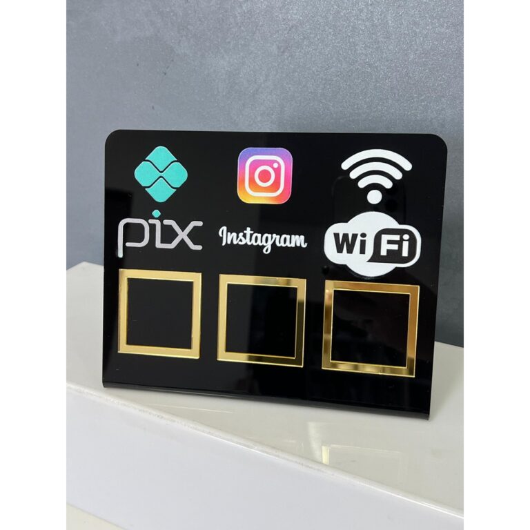 Placa Pix Display Mesa Balcão PIX INSTAGRAM E WI-