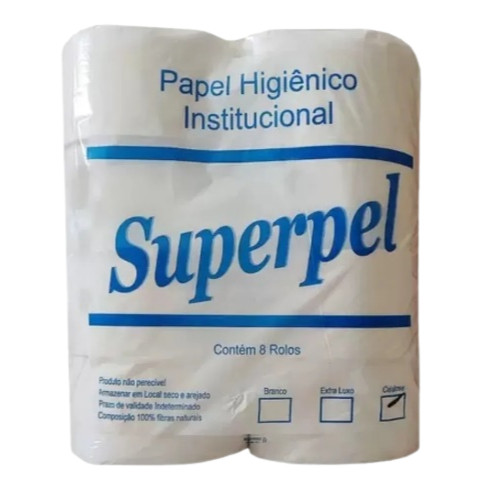 Papel Institucional Higienico de 300 mts pct com 8