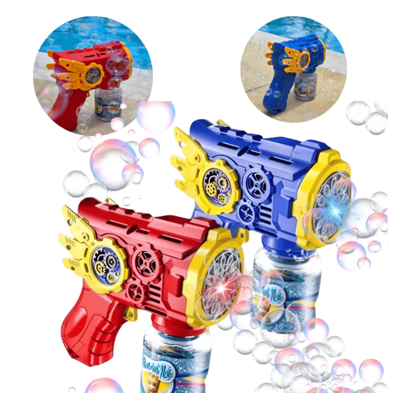 Brinquedo Lança Bolhas De Sabão Automática com Luz crianças ASAS com led Arminha Azul Vermelho