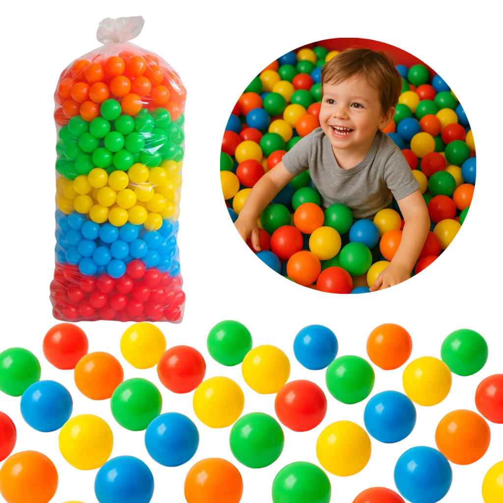 200 Bolinhas Plástica Colorida Para Piscina Criança Infantil 70mm 200 Unidades