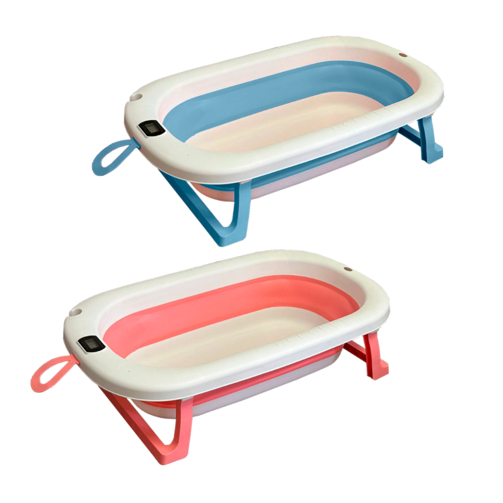Banheira De Bebê Retrátil Em Silicone Com Termômetro Digital
