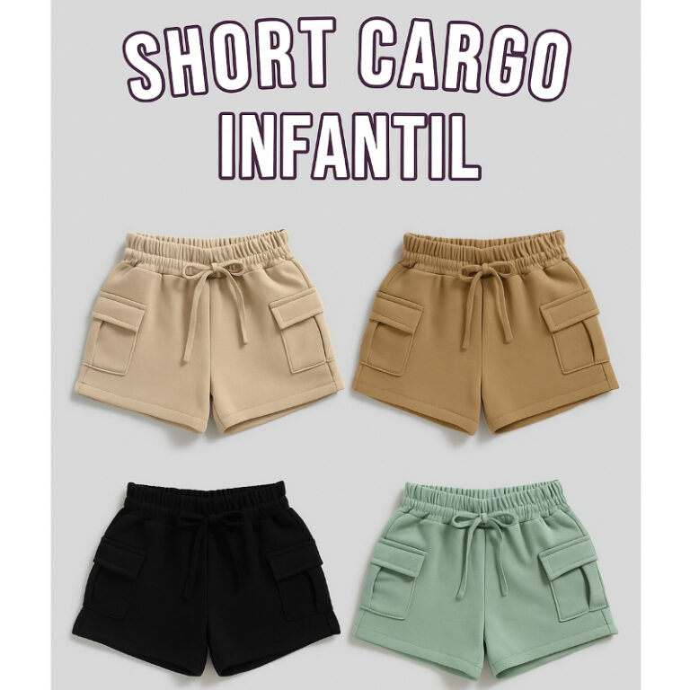 Short Cargo Infantil Feminino em Tecido Moletinho 