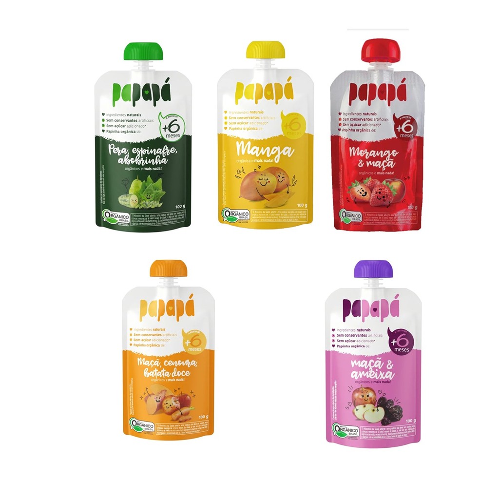 Kit 5 – Papinhas Orgânicas Papapá Squeeze 100g