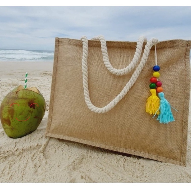 Bolsa De Praia Palha Feminina Com Zíper De Ombro 