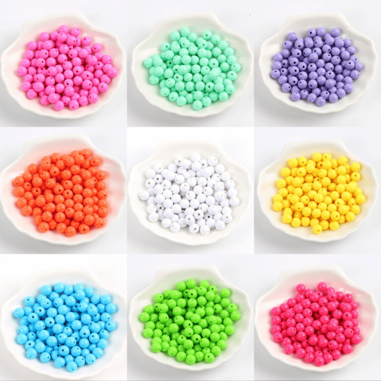 Bola Lisa Leitosa 8mm Miçanga Pulseira Infantil B