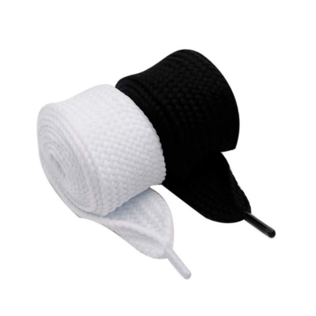 2 Pares De Cadarço Grosso Poliéster Bboy Lace Tamanho 1,20 Largura 17 mm Cores Preto ou Branco