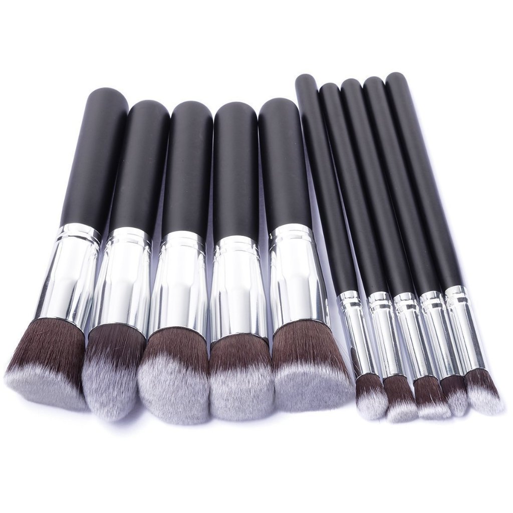 Kit 10 pinceis de maquiagem Pinceis esfumar contorno Kabuki profissional