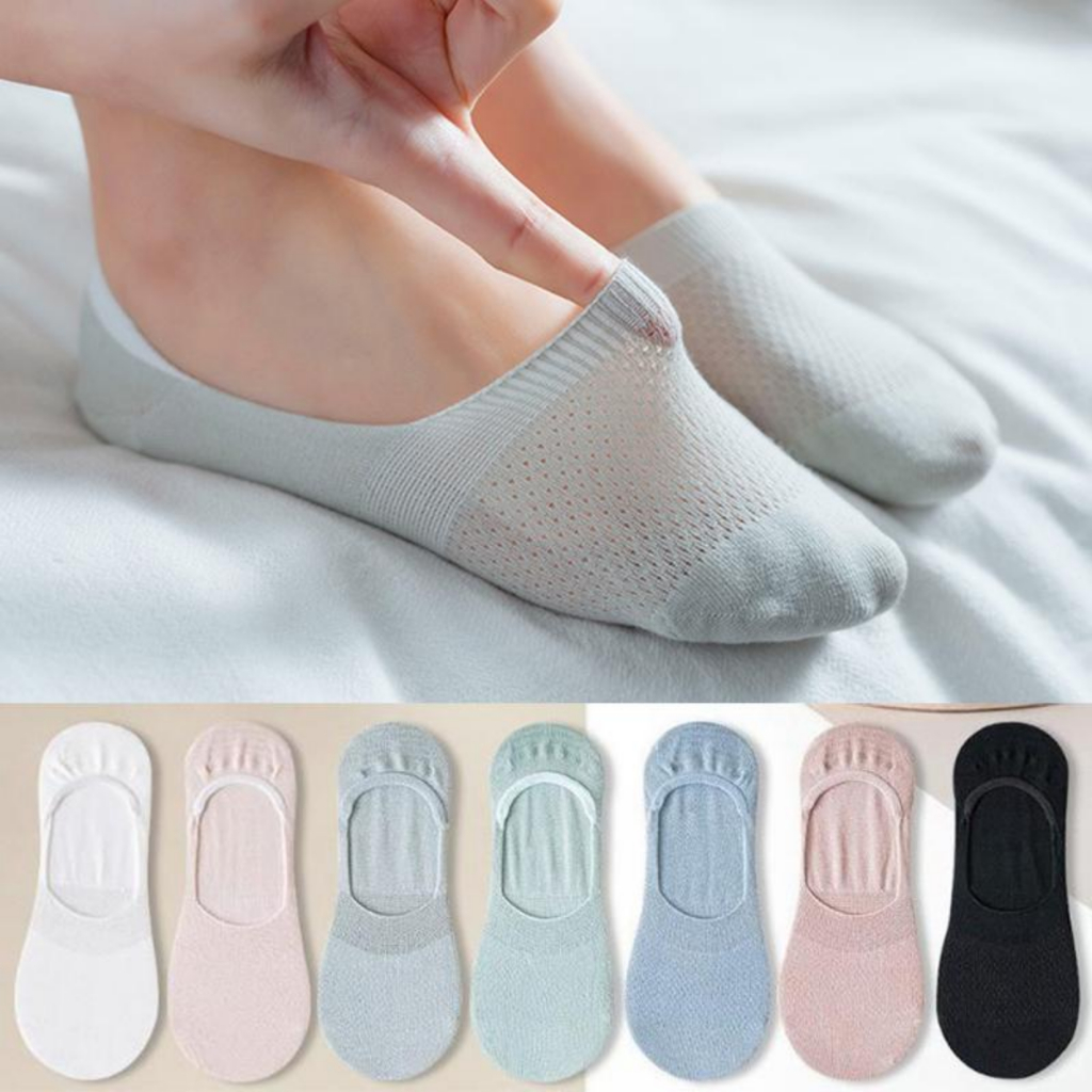 Kit 12 Pares Meia Sapatilha Invisível Feminina Algodão Conforto c/ Silicone Cor Variada Único 33-37