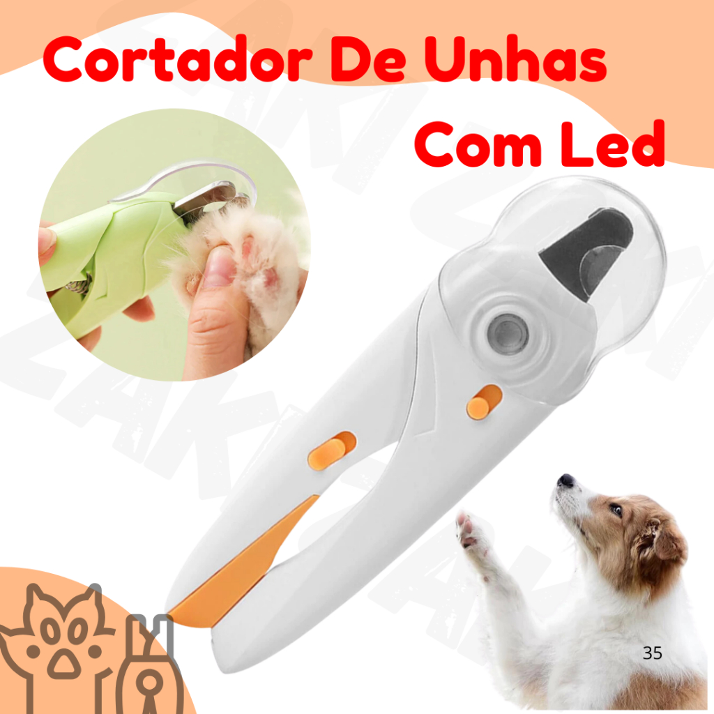 Cortador De Unhas Para Cães e Gatos Kit Alicate e Lixa Com Luz de Led Tesoura Completa 3 EM 1