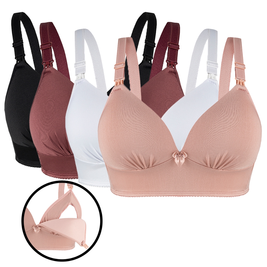 Kit 3 Sutiã de Amamentação com Bojo Alças Reforçadas Lindo Em Micro Fecho de Click
