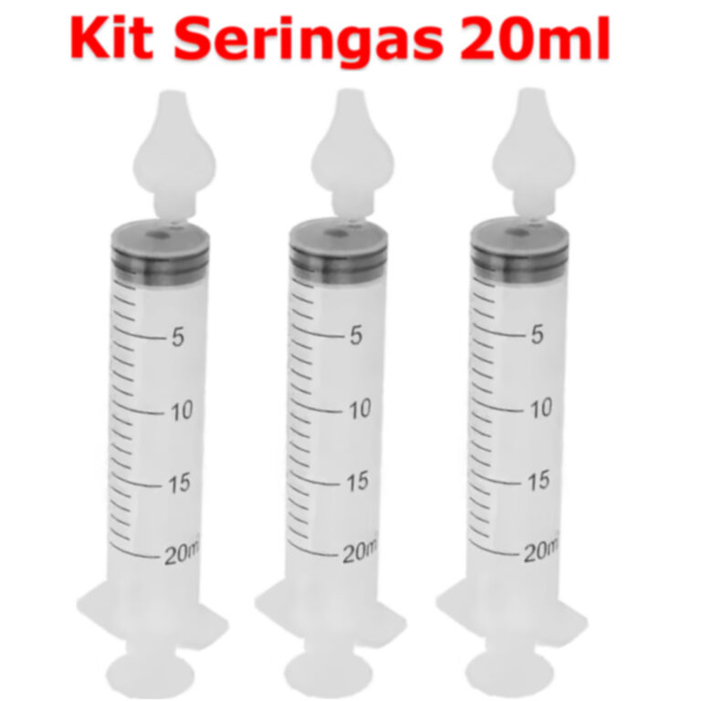 Kit seringas 20 ML com bico de silicone para limpe