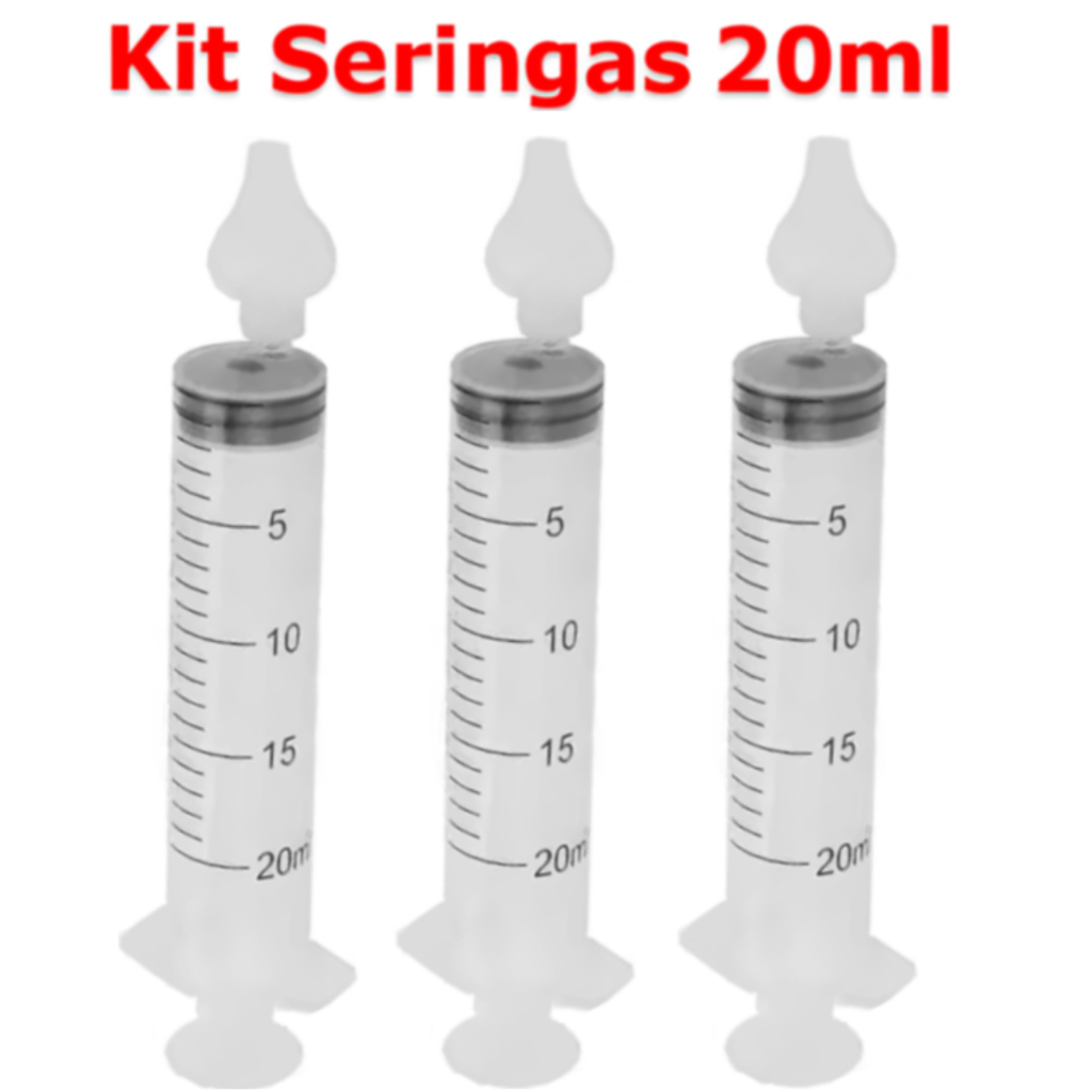 Kit seringas 20 ML com bico de silicone para limpeza e lavagem nasal Adulto e infantil