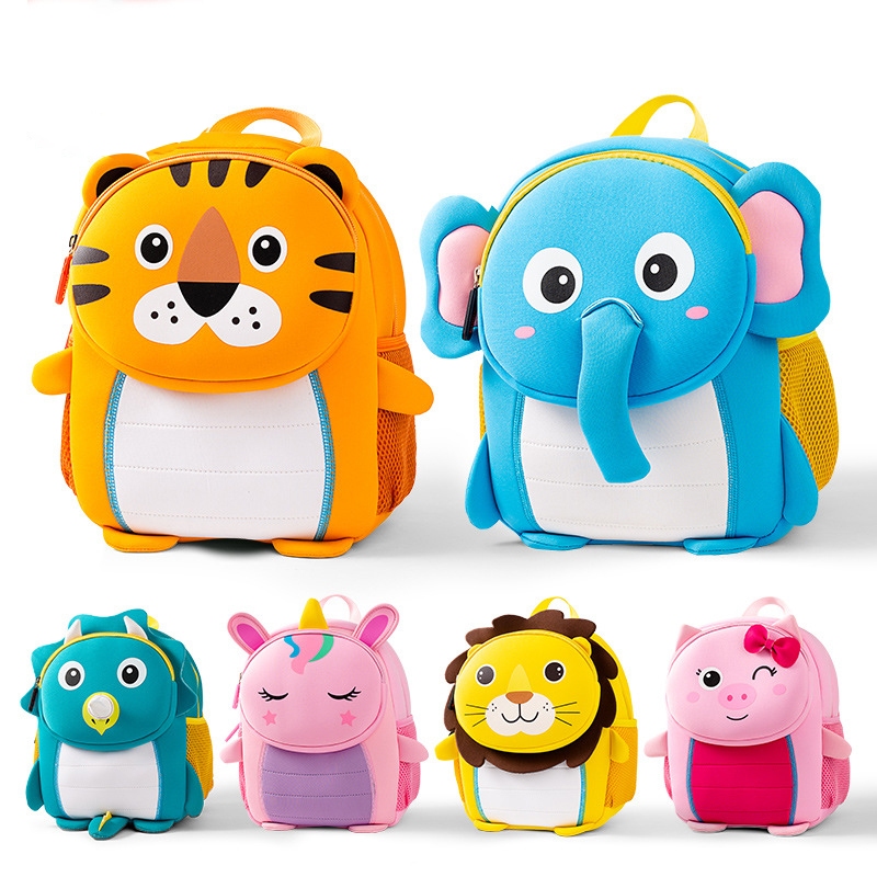 Mochila Escolar Infantil 3D Animais Zoo Menino e Menina com Alças Acolchoadas e Zíper Durável