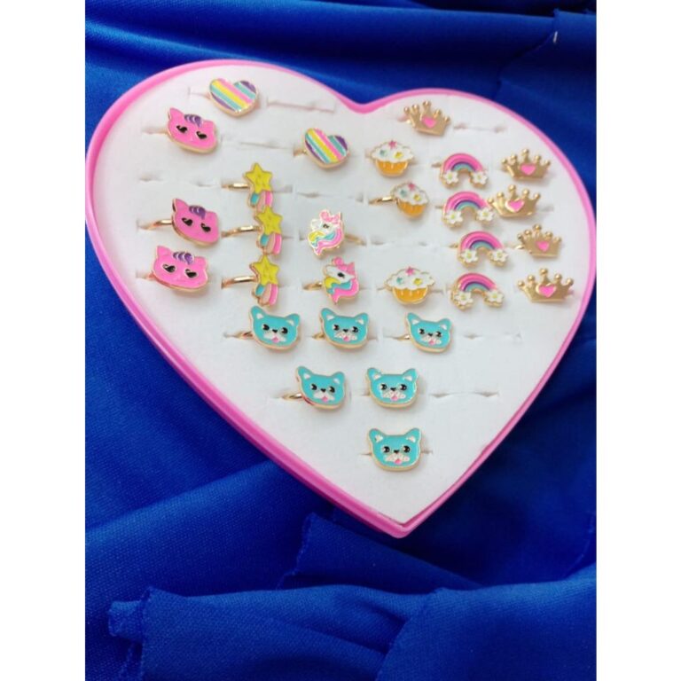 kit 5 aneis infantil ajustável unicórnio multico