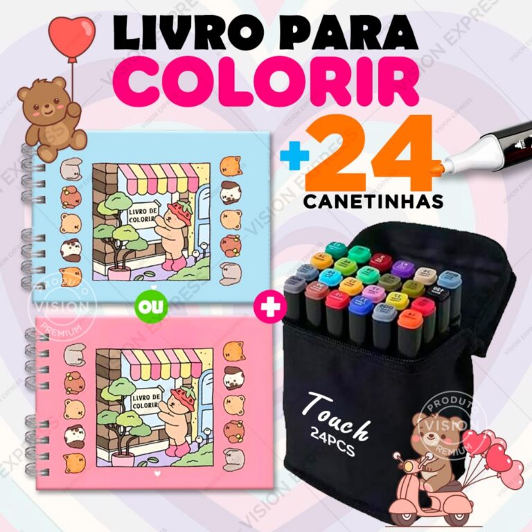 Livro De Colorir Boogie Goods ou Kit Com 24 Caneti