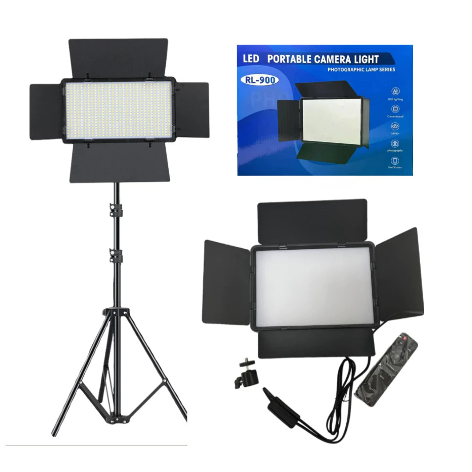 Luz LED Portátil para Câmera RL-900 com Tripé 2m- Perfeita para Lives, Fotografia e Estúdio