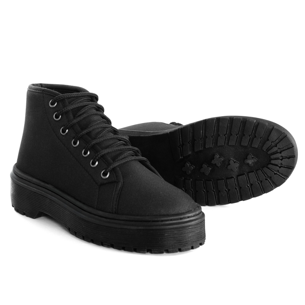 Bota Feminina Tratorada Preta Cano Curto Confortável Estilo Blogueira Inverno 2025