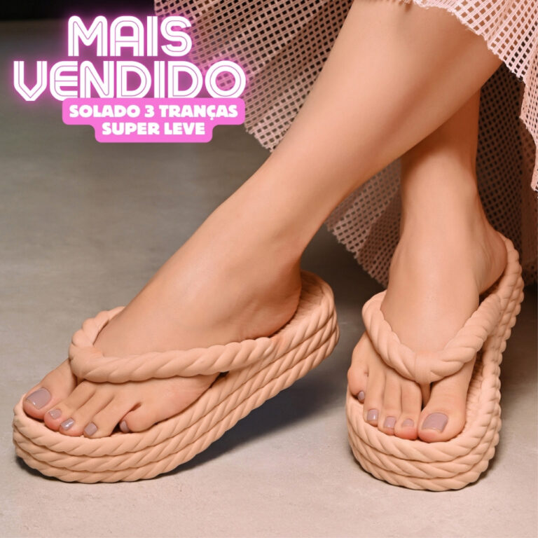 Chinelo 3 Tranças Feminino Plataforma Nuvem Ortop