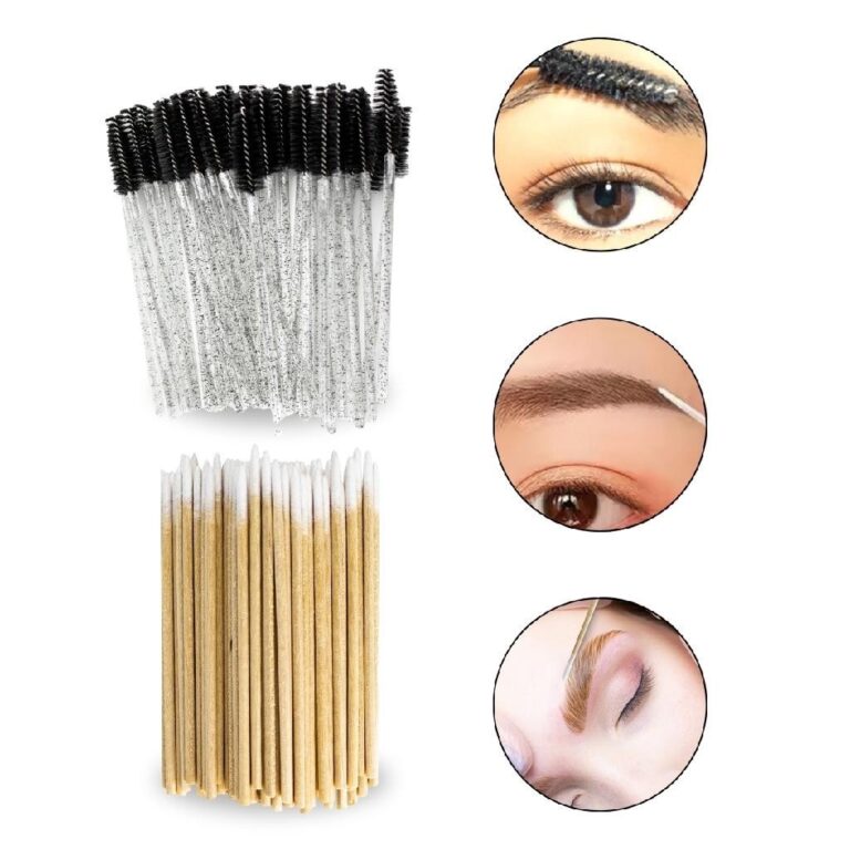 Kit Pincel Escovinha + Palito Algodão Sobrancelha