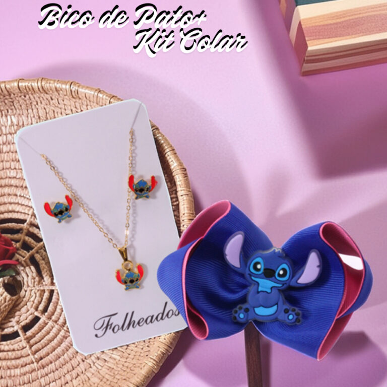 Kit Infantil Bico de Pato + Colar e Brinco do Stit