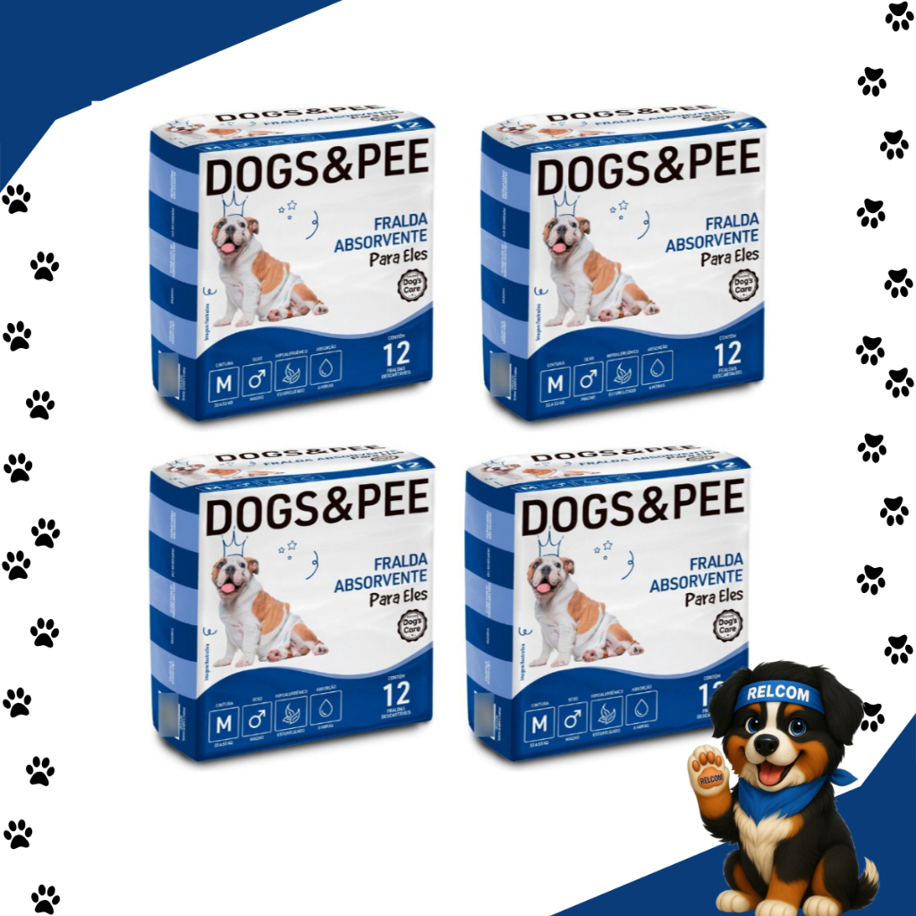 Fralda Descartável Higiênica Pet Cães Cachorro Dogs Care Macho 48 unidades Tamanho M
