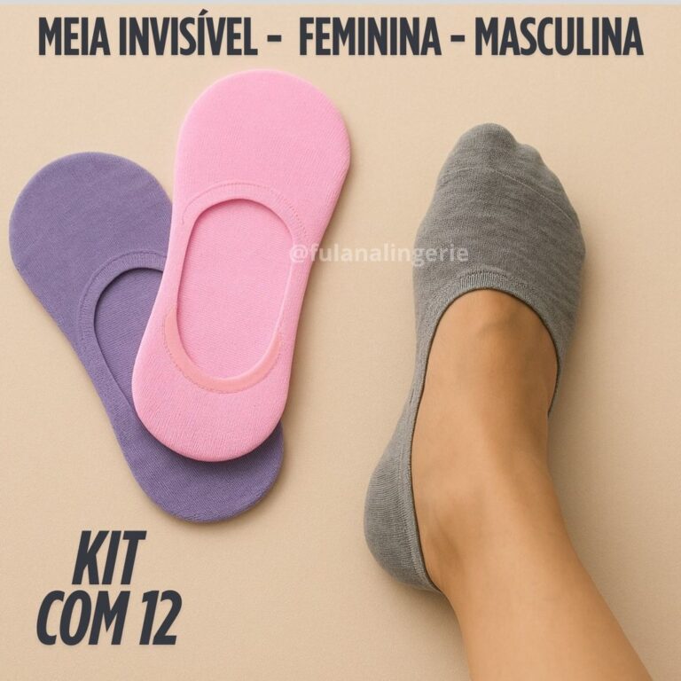 Kit 12 Pares Meia Sapatilha Ínvisivel Masculina e