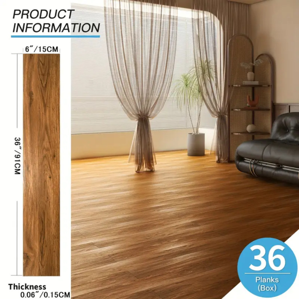 Piso Vinílico 5 Autocolante Adesivo Madeira Régua Lavável 91x15cm