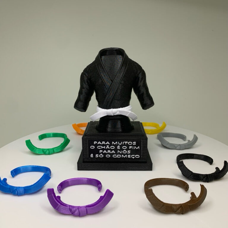 Mini kimono jiu-jitsu 3D com faixa removível e no