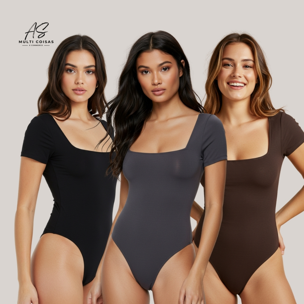 Kit 3 Body Manga Curta – Moda gringa – Dia a Dia Trabalho e Faculdade Moderno – Tecido Suplex Elegan