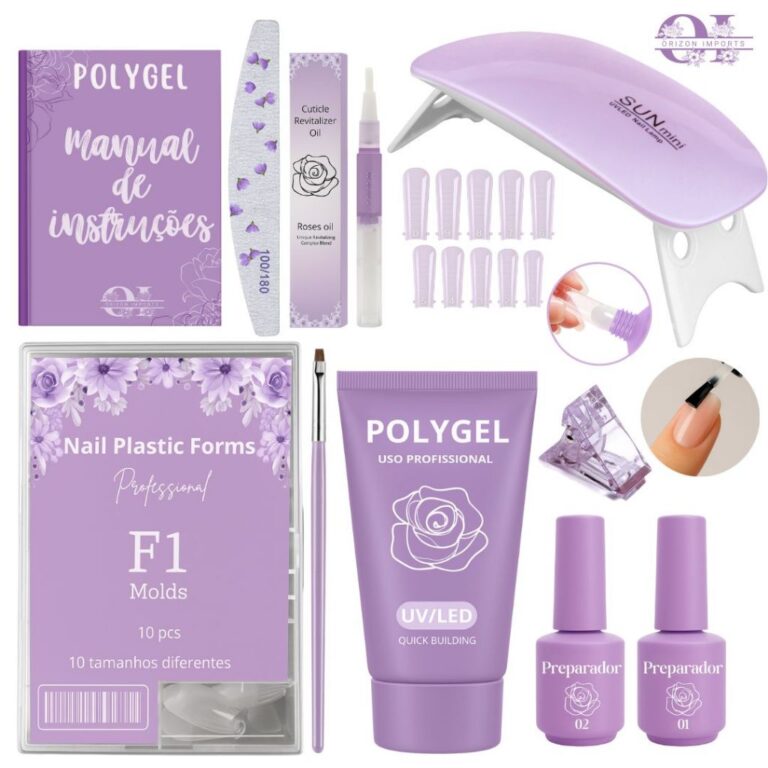 KIT UNHA POLYGEL CABINE SUN + POLYGEL + MOLDE F1 K