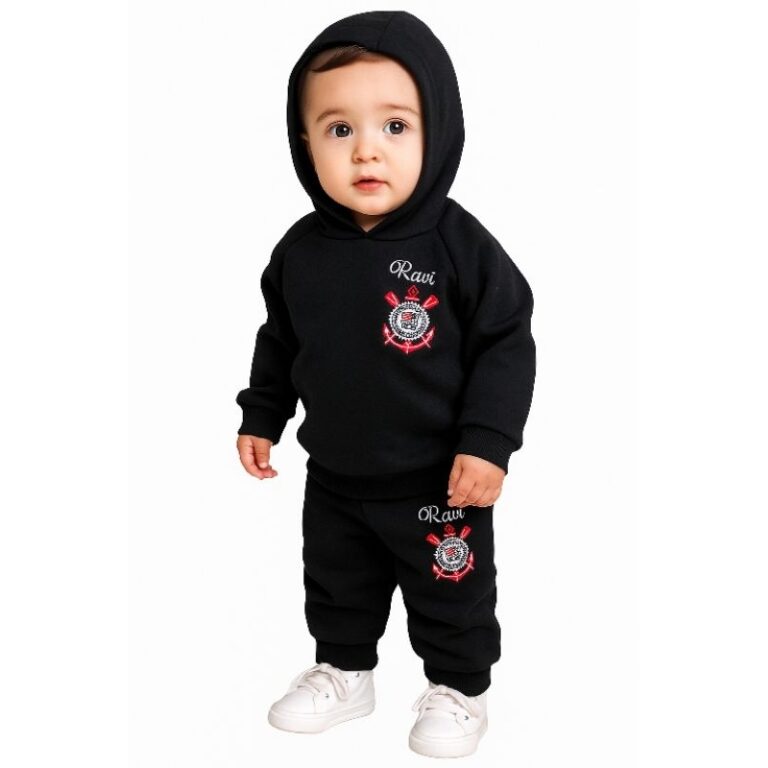 conjunto de moletom bebês e crianças com nome bo