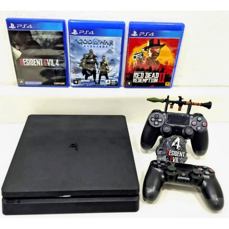PS4 Slim 500GB/1TB Completo + Controles + Jogos Inclusos Original Pronto para Jogar.