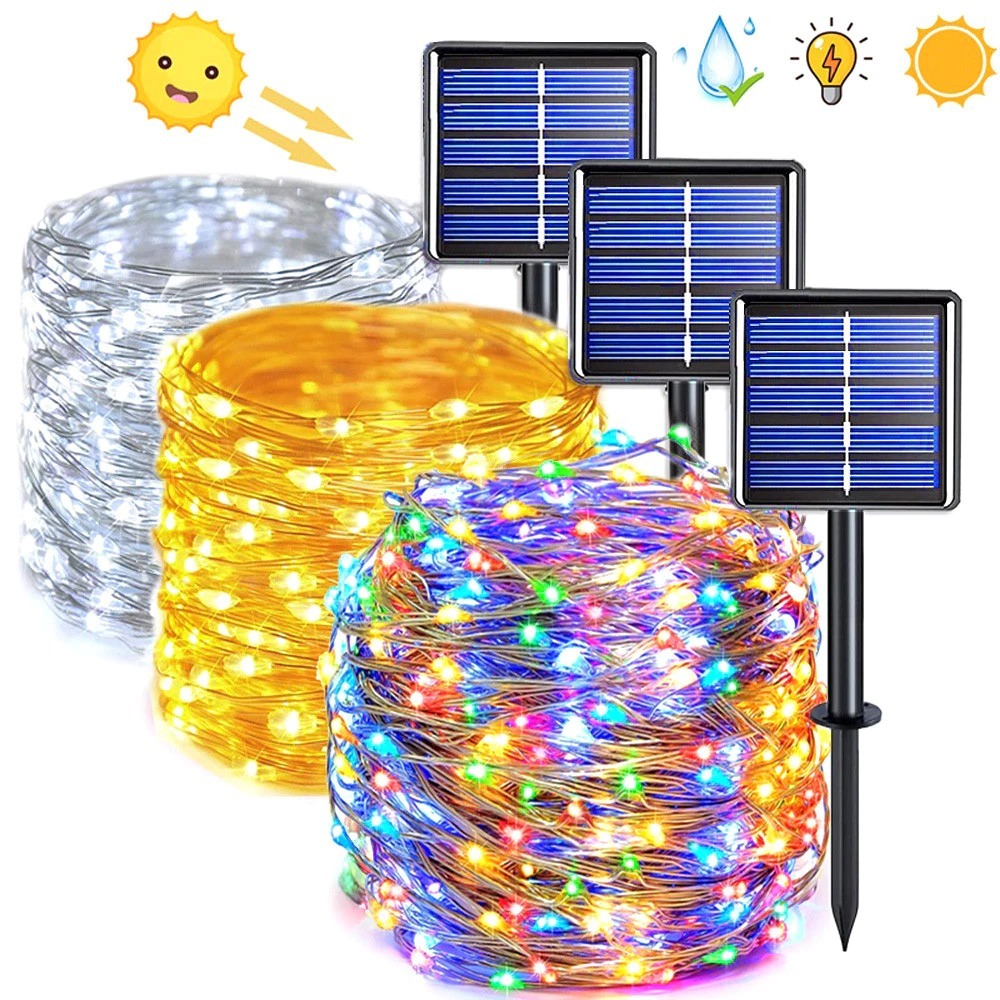 10M/20M LED luzes de corda solares ao ar livre à prova dágua luzes de Natal-Decoração de luzes para