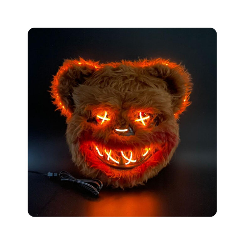 Máscara De Pelúcia Led Urso Terror Halloween Fan