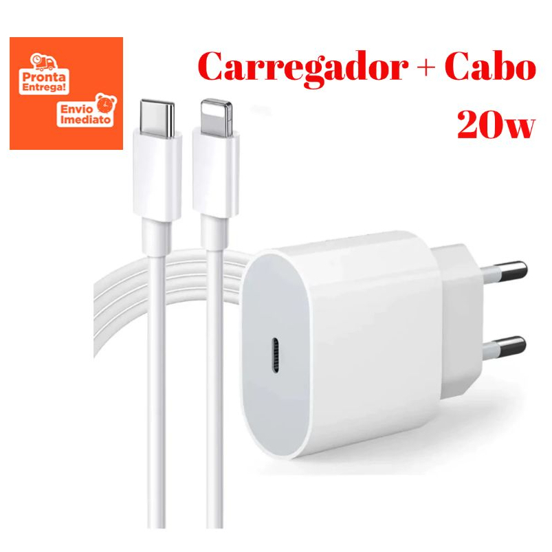 Carregador Turbo Lightning De iPhone Fonte com Cabo Carregamento Rápido 1m PD 20w – Promoção